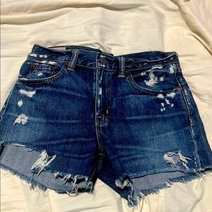 Polo Ralph Lauren Blue Jean Shorts Distressed Frayed distressed festival ready